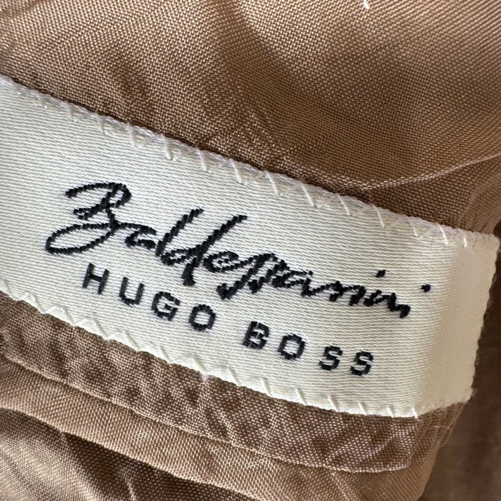 Hugo Boss Mens 42R Tan Windowpane Wool‎ Camel Hair Blazer 3 Button LuxuryItaly